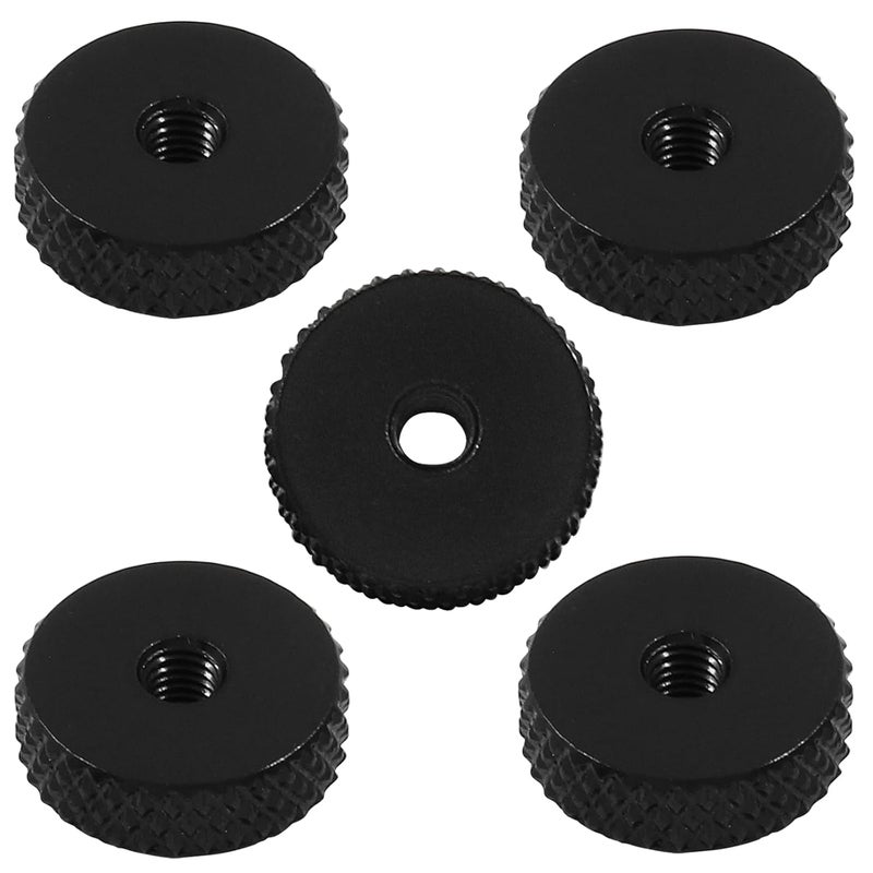 Hitefu 5PCS M3 Flat Knurled Nut, Aluminum Alloy 12mm x 4mm Knurled Thumb Nut, Thumb Thin Nut, Black - Image 1